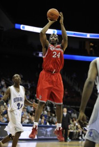 Justin Burrell shoots from the outside. Image Courtesy of Icon SMI